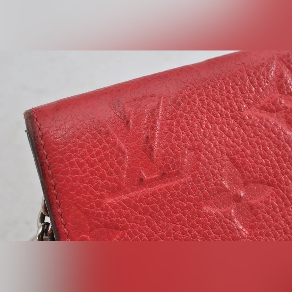 ♥️Louis Vuitton Red Monogram Empreinte Pochette Cles Coin Purse/Wallet |PRELOVED - Picture 13 of 16